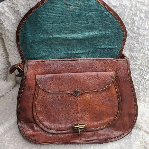 Great Seal Of The State Of Oklahoma Vintage Leather Saddlebag‎ Crossbody Purse - Picture 6 of 15